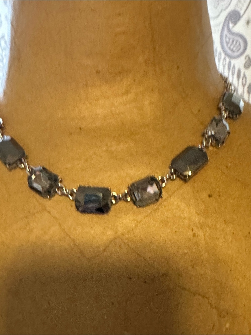 Source Unknown Faceted Gray Crystal Link Necklace